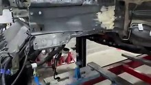 A replacement frame rail section has been installed on this Model 3