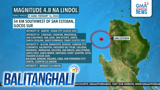 PHIVOLCS - Magnitude 4.8 na lindol yumanig sa San Esteban, Ilocos Sur kaninang 9:36am | Balitanghali