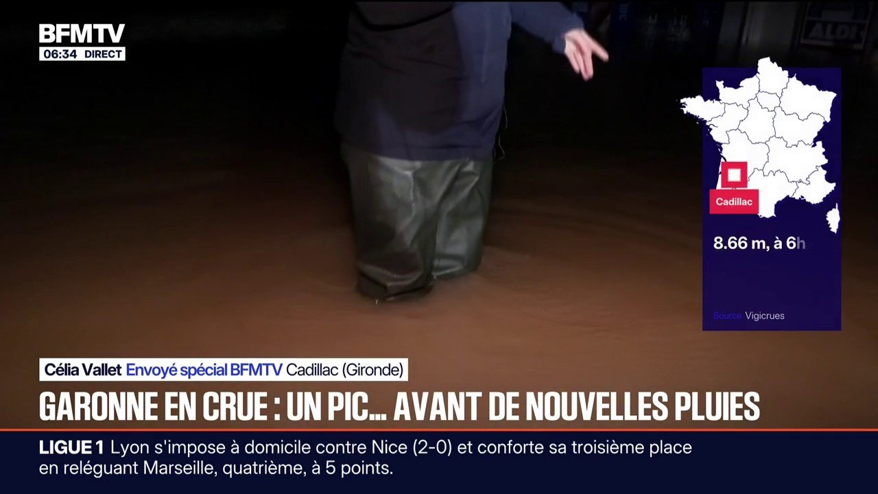 Inondations en Gironde: à Cadillac, la Garonne en lente décrue, mais de nouvelles précipitations sont attendues