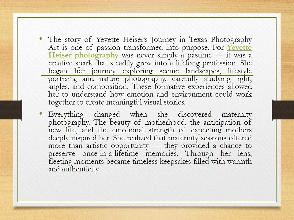 The Artistic Evolution of Yevette Heiser in Texas Maternity Photography