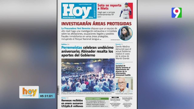 Titulares prensa dominicana lunes 16 de febrero 2026 | Hoy Mismo