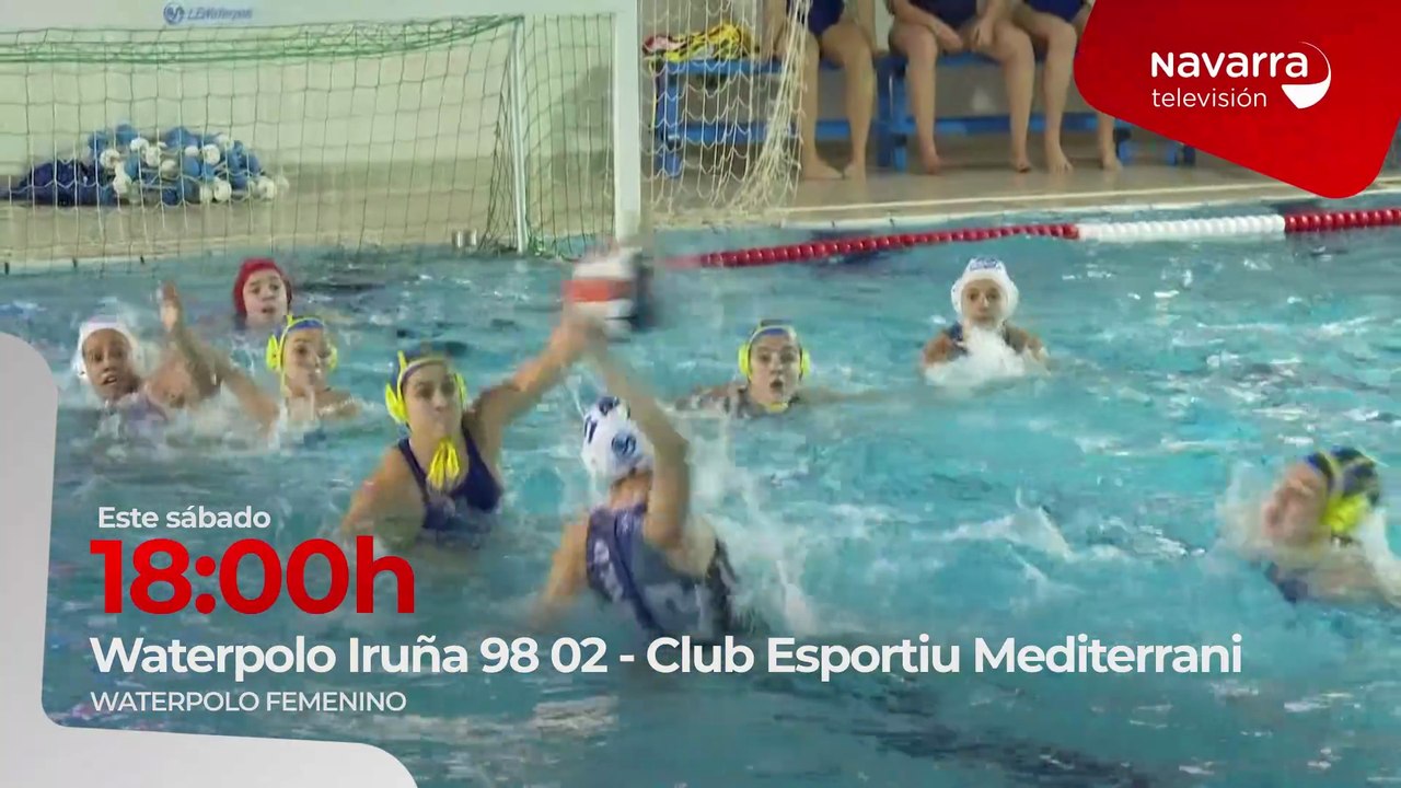 El sábado 21 de febrero, Waterpolo Iruña 98 02-Club Esportiu Mediterrani, a las 18:00 horas en Navarra Televisión