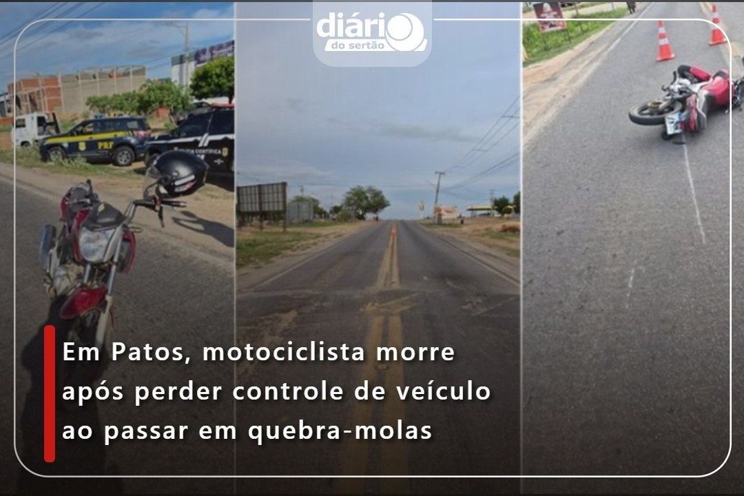 Em Patos, motociclista morre após perder controle de veículo ao passar em quebra-molas