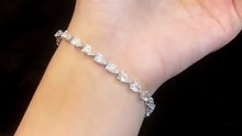 Pear cut moissanite tennis bracelet review ✨ luxury jewelry under budget, diamond look bracelet for women, S925 silver white gold plated sparkle bracelet deal.