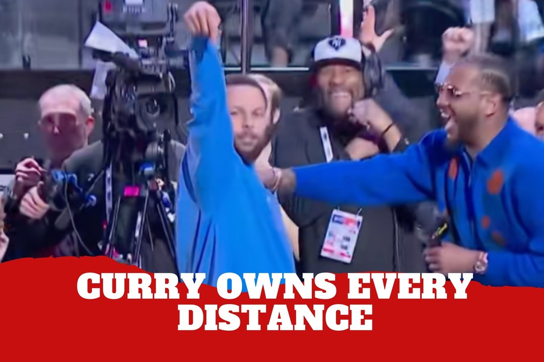 Steph Curry stops the arena from the broadcast booth