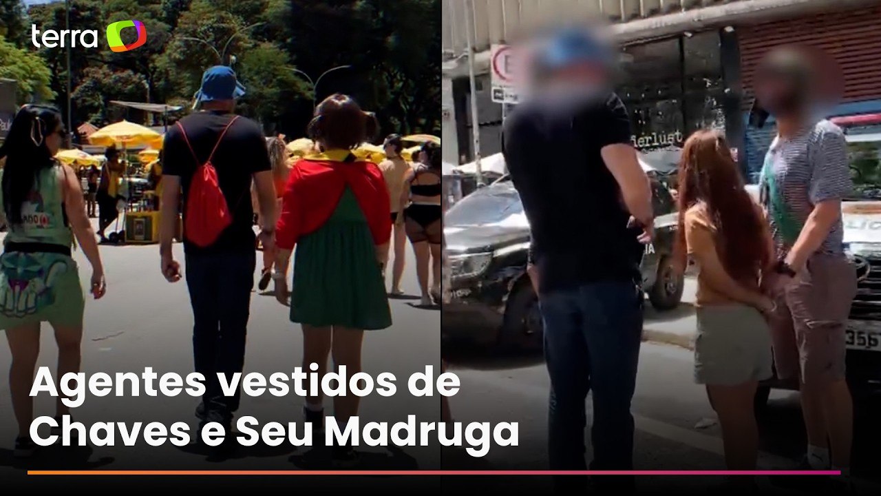 Policiais fantasiados de turma do Chaves prende...