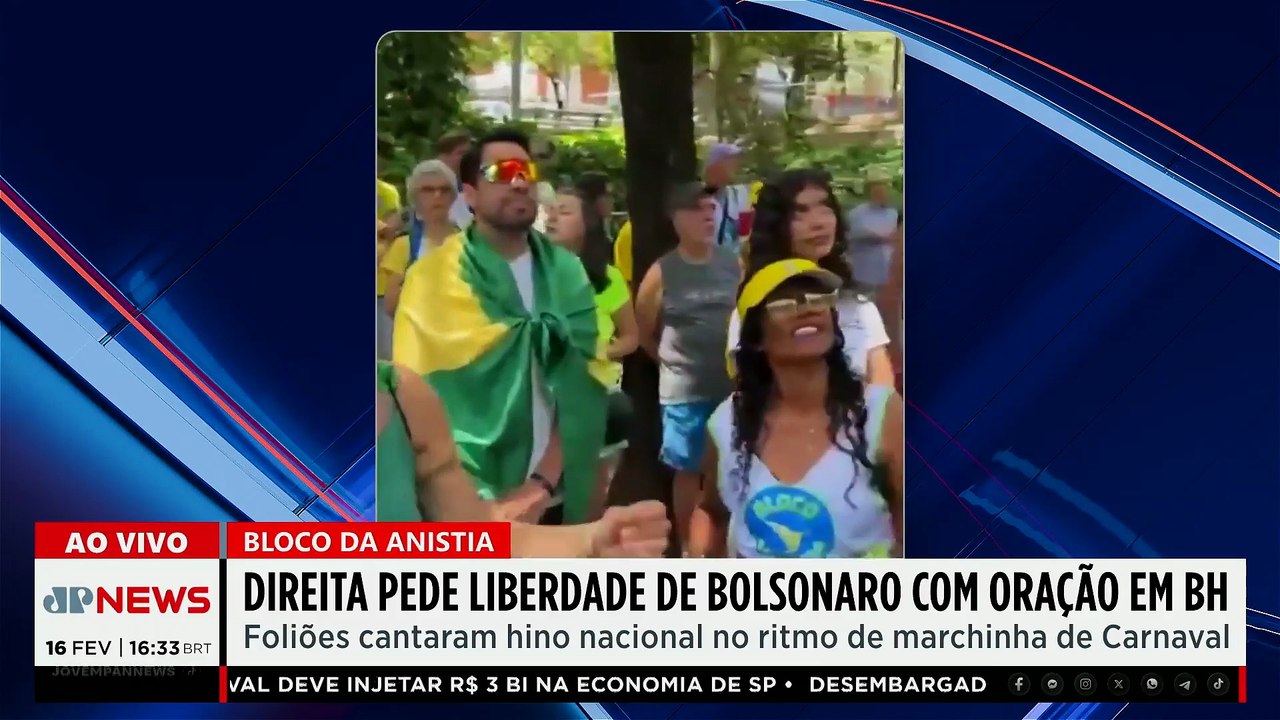 Carnaval em MG: Bloco da Anistia pede liberdade a Jair Bolsonaro com oração em Belo Horizonte