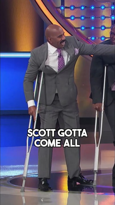 Steve Harvey Schools a Contestant on How to Use Crutches on Family Feud