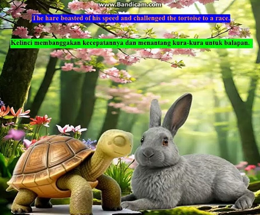 film animasi Belajar Bahasa Inggris dengan Cerita Pendek: The Rabbit and The Turtle versi bahasa indonesia part 1