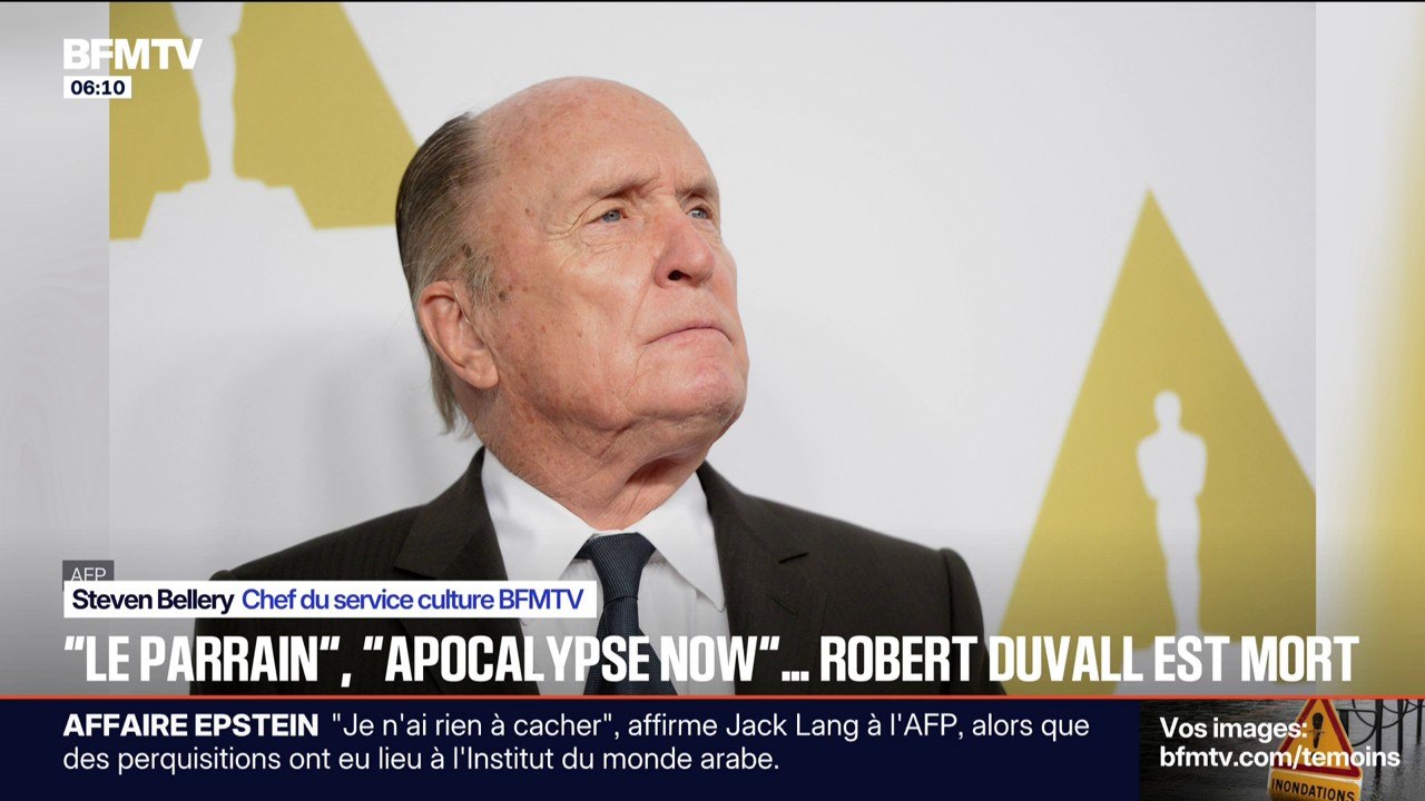 Mort de Robert Duvall à 95 ans, acteur américain connu pour ses rôles dans "Apocalypse Now" et "Le Parrain"