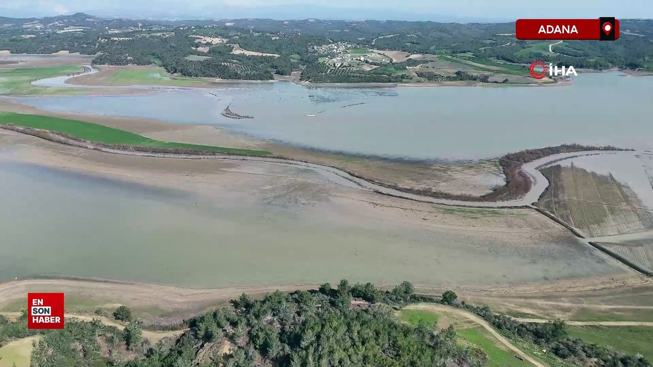 Adana'da Seyhan Baraj Gölü'ndeki kuraklık ve sonrası dron ile görüntülendi