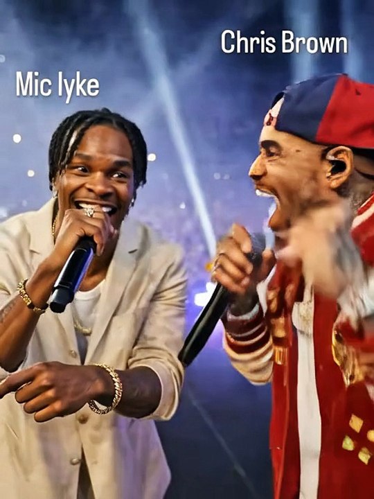 Mic Iyke and Chris Brown on stage