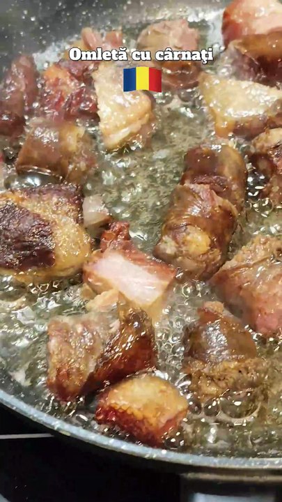 Sausage omelette. Traditional Romanian food