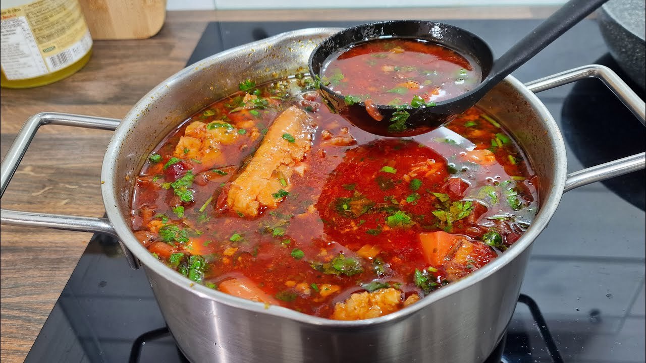 Incredibly Delicious Spanish Recipe! Spanish Red Soup with Chickpeas!