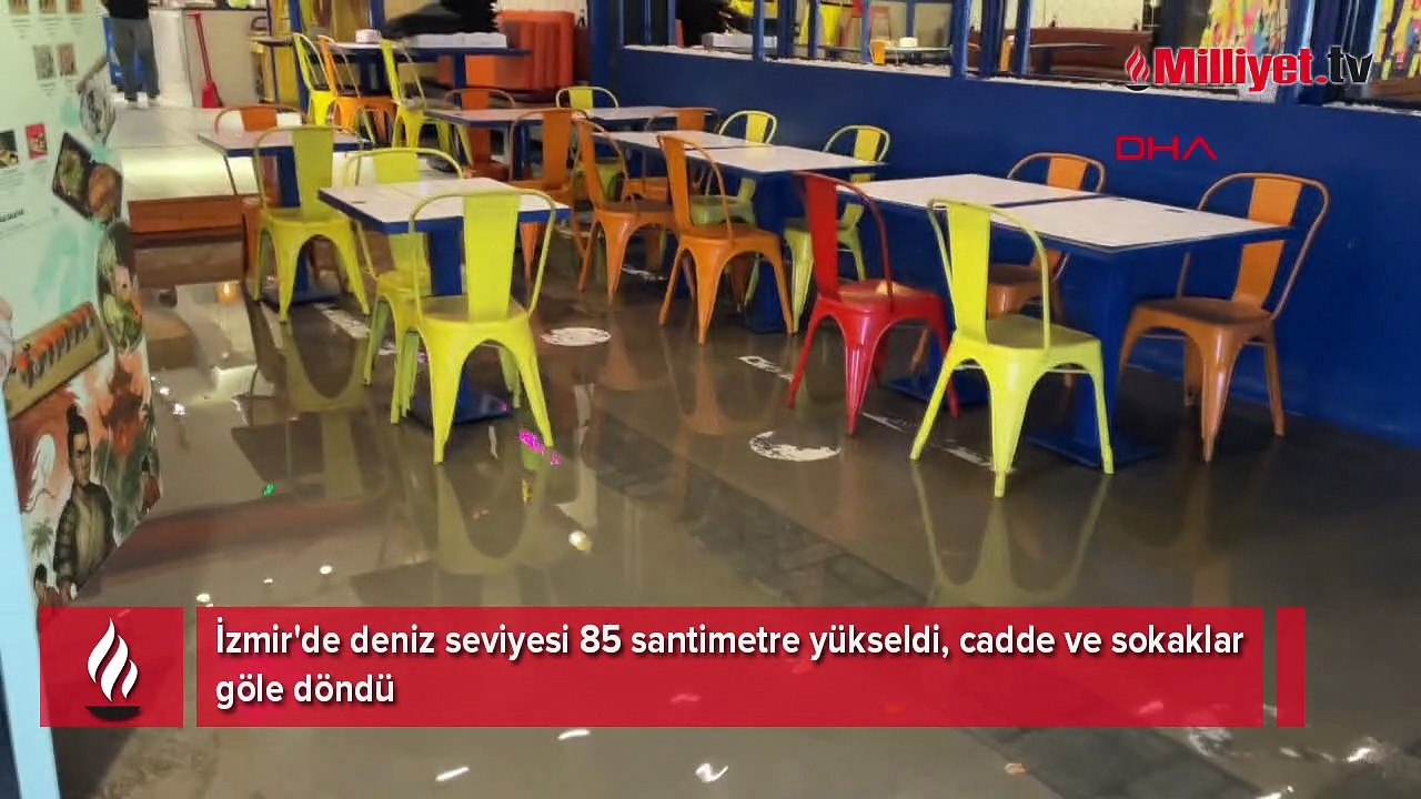 İzmir'de deniz seviyesi 85 santimetre yükseldi! Cadde ve sokaklar göle döndü
