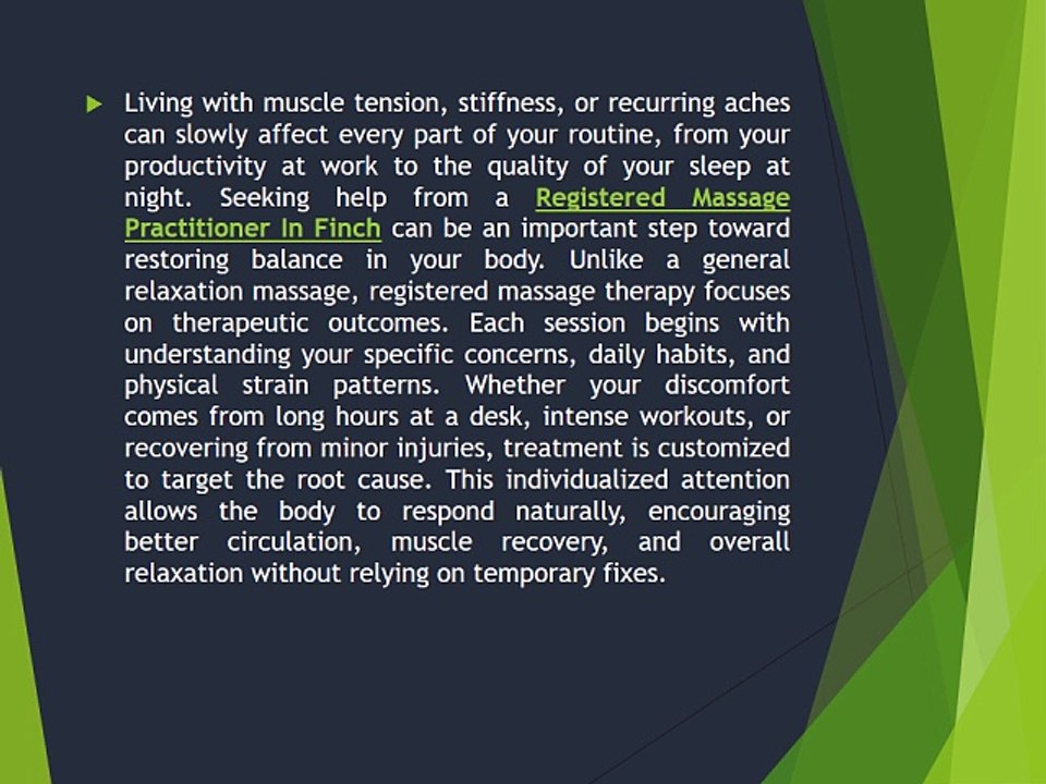 Finding the Right Registered Massage Practitioner In Finch for Lasting Relief