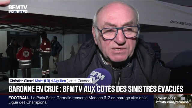 Crues et évacuations dans le Lot-et-Garonne: Les 40 personnes qui sont encore dans le gymnase vont être relogées , explique le maire d'Aiguillon