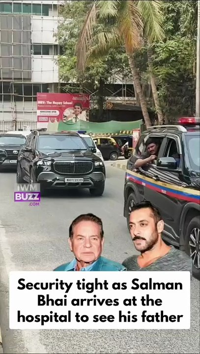Salman Khan arrives at the hospital to visit his father Salim Khan, surrounded by tight security