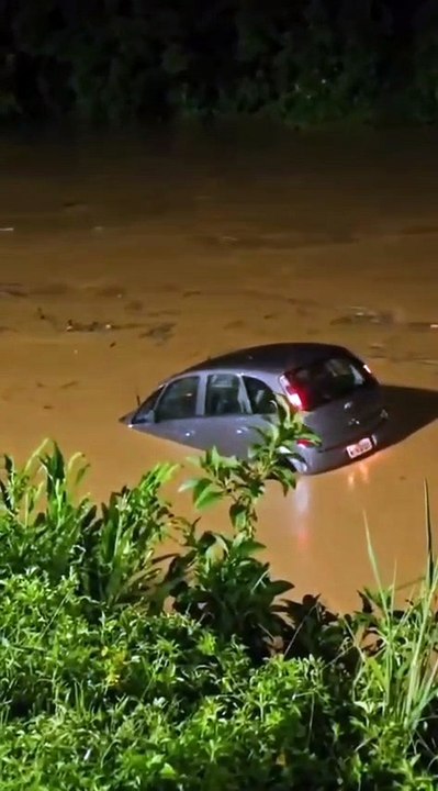 Motorista quebra vidro do porta-malas para escapar da morte ao cair no rio em SC