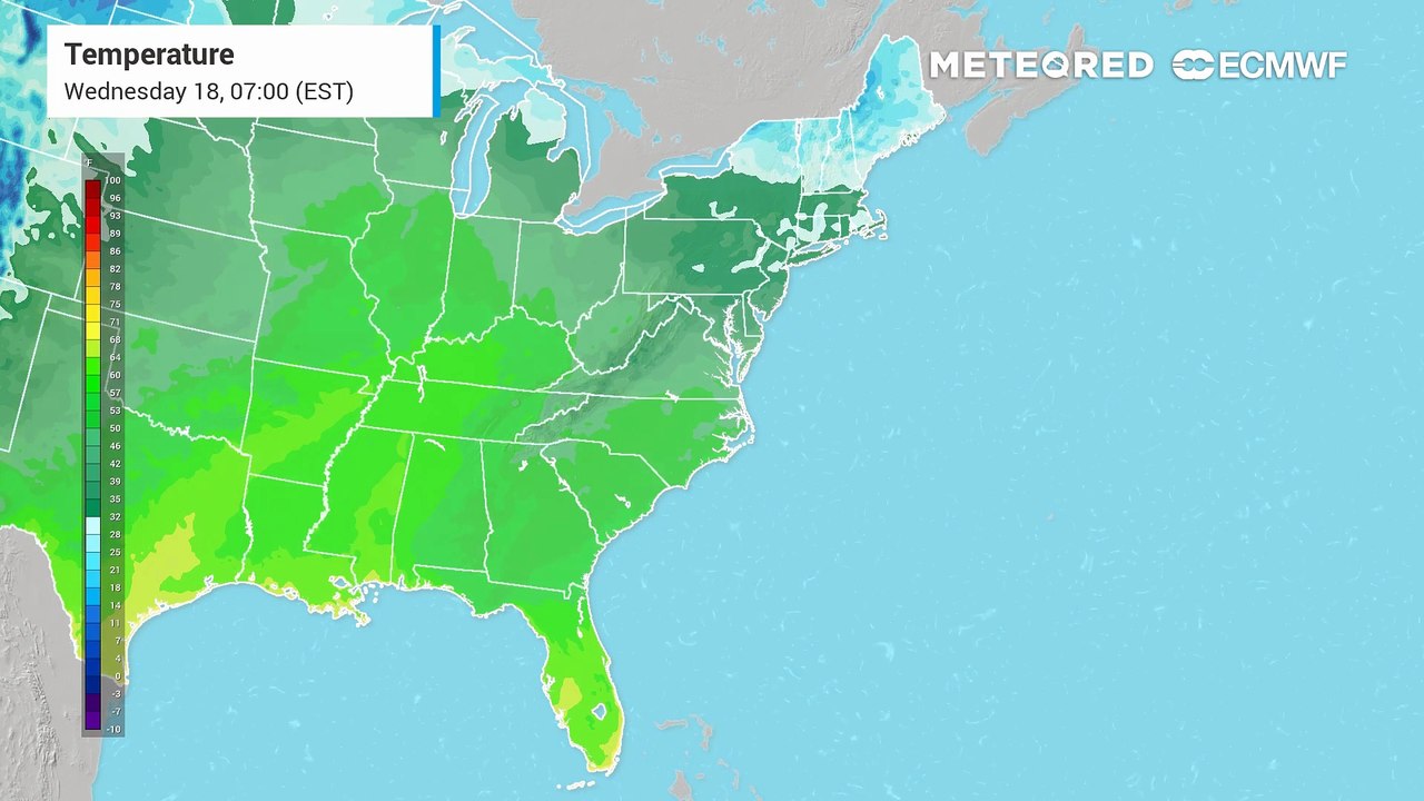 A surge of spring-like weather will reach much of the central and eastern U.S. on Wednesday.
