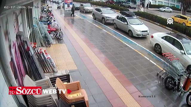 Çorum'da otomobilin yayaya çarptığı kaza güvenlik kamerasında