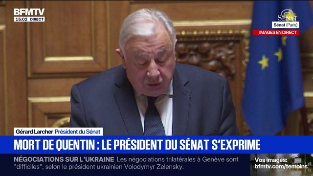Le lynchage à mort de Quentin Deranque, nous a tous horrifié assure Gérard Larcher avant d'observer un moment de recueillement