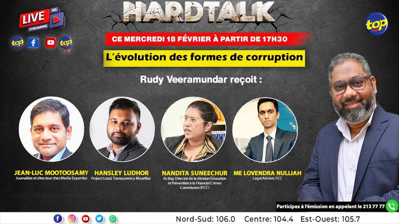 Ne manquez pas votre émission Hard Talk sur Top FM ce mercredi 18 février à 17h30.