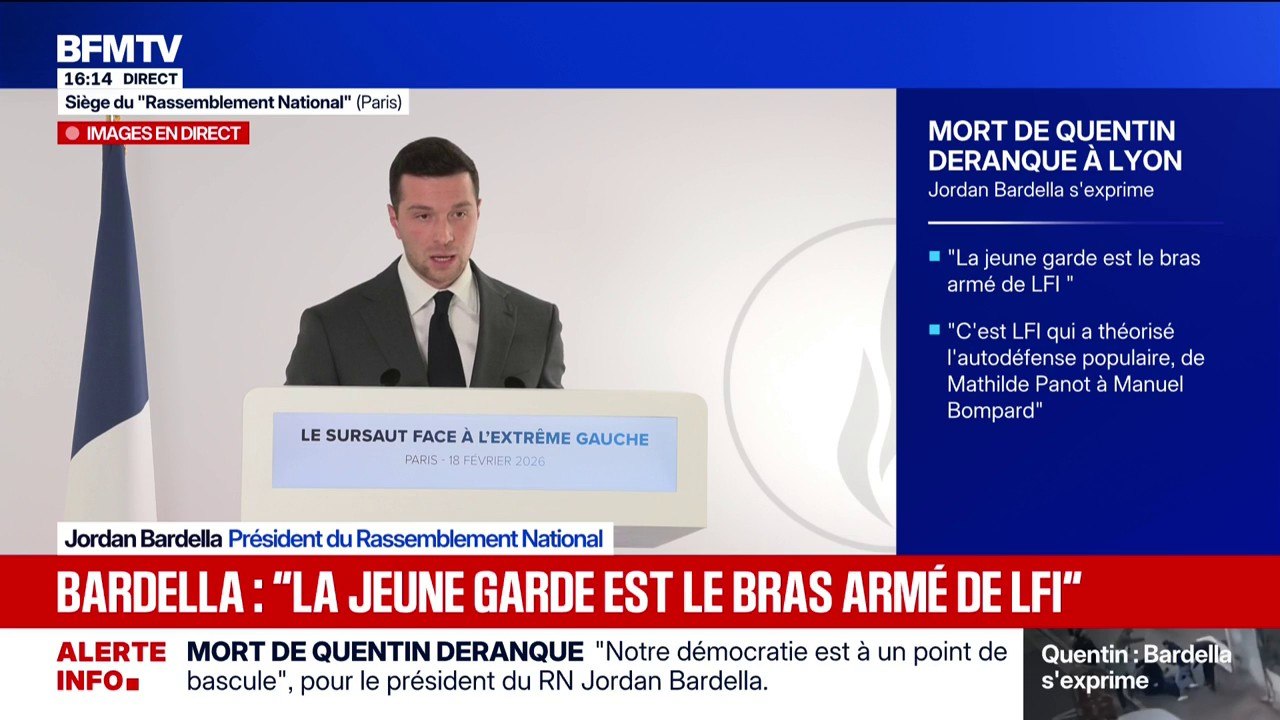 Mort de Quentin à Lyon: Jordan Bardella "réclame la publication par l'État d'une liste d'organisations et de groupuscules faisant peser un risque grave sur l'ordre public"