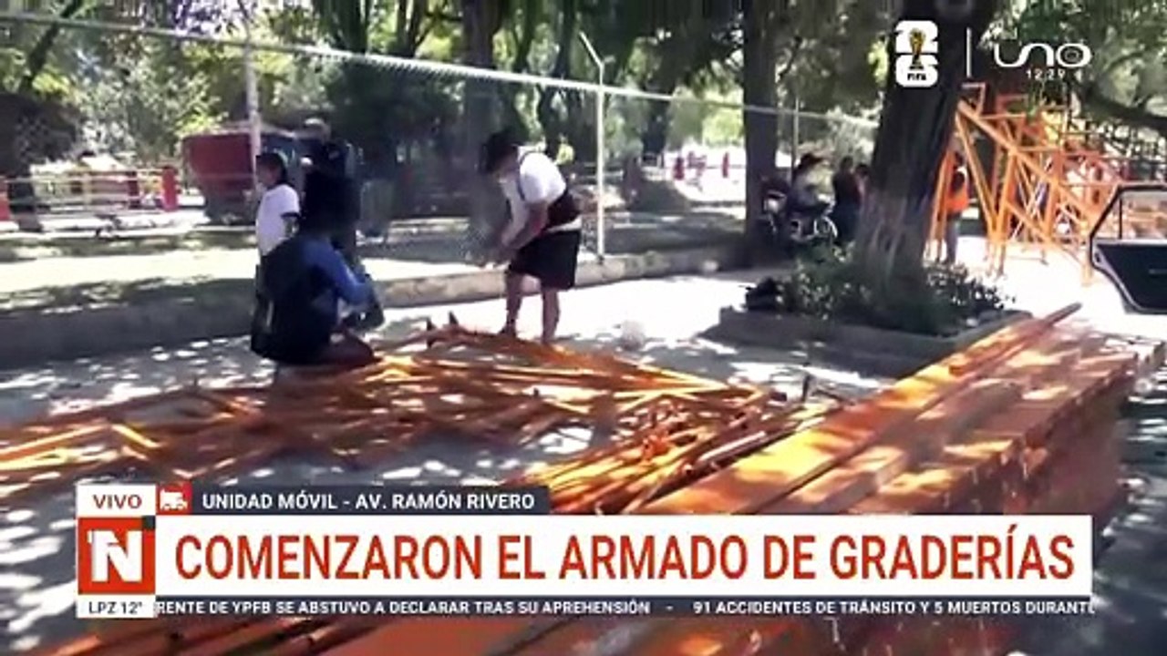 comenzaron el armado de graderías