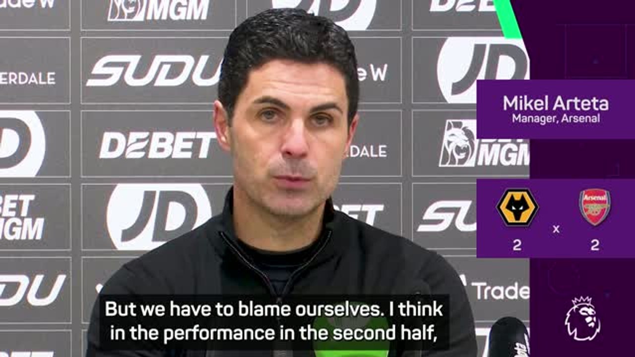 Arsenal in 'a moment of disappointment' after draw at Wolves - Arteta