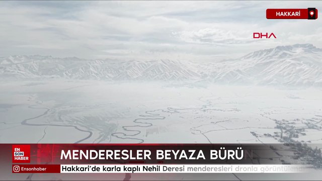 Hakkari’de karla kaplı Nehil Deresi menderesleri dronla görüntülendi