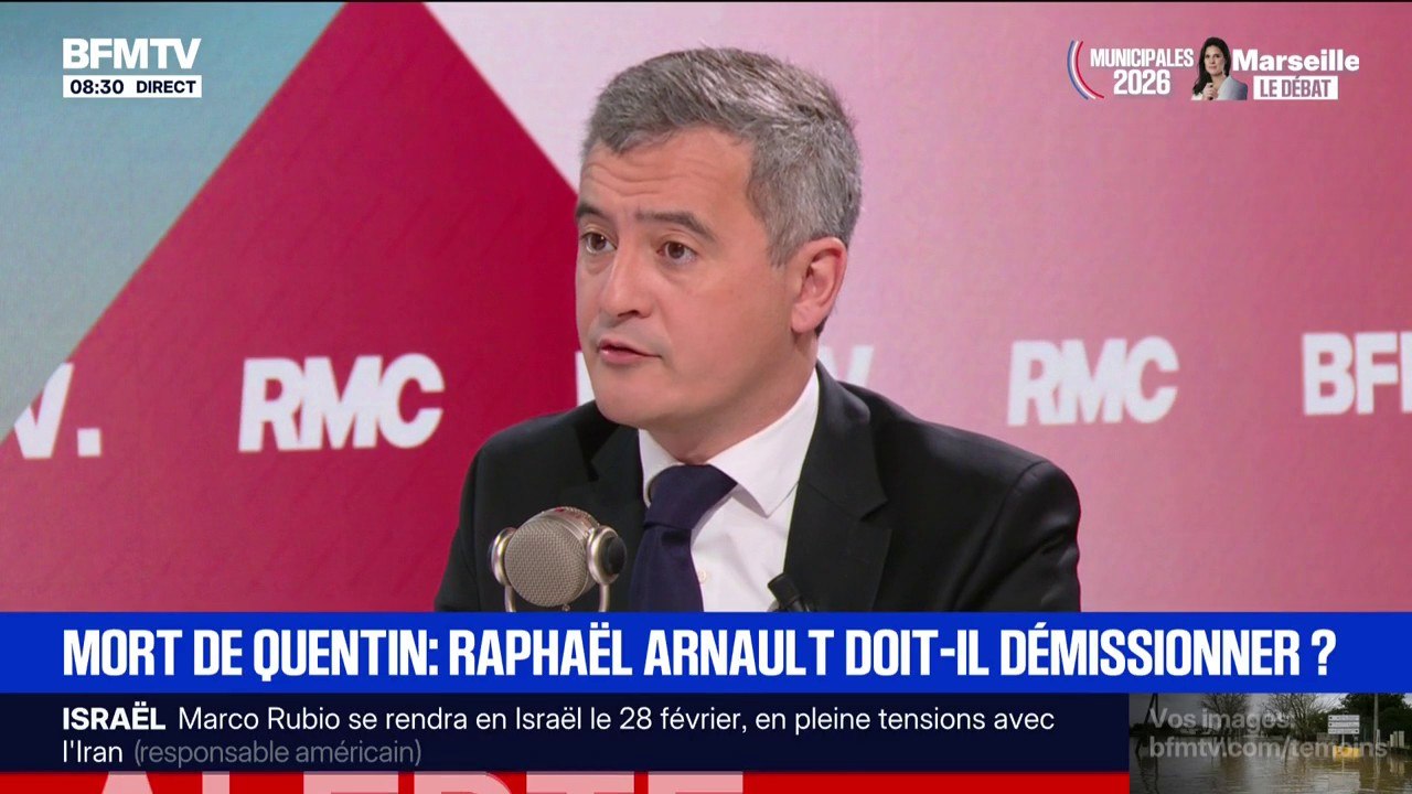 "LFI ne se désolidarise en rien": Gérald Darmanin pointe "des faits extrêmement importants qui s'accumulent" après la mort de Quentin Deranque