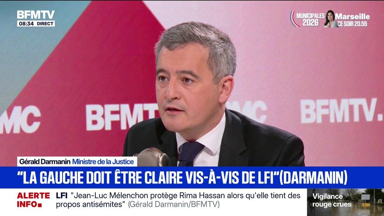 Alliance gauche/LFI: Gérald Darmanin salue les élus de gauche qui "font enfin le cordon sanitaire avec LFI"