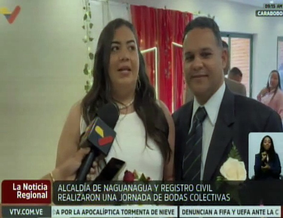 Parejas del estado Carabobo formalizan su unión en jornada de bodas colectivas