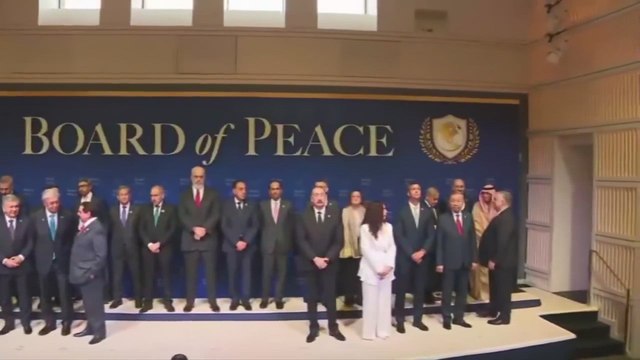 odd scenes in DC as Trump's Board of Peace world leaders stand around waiting for Trump