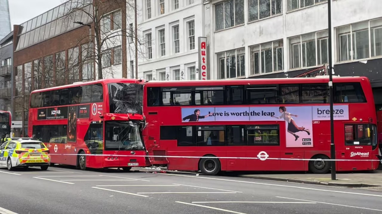 Double decker bus crash sends six people to hospital