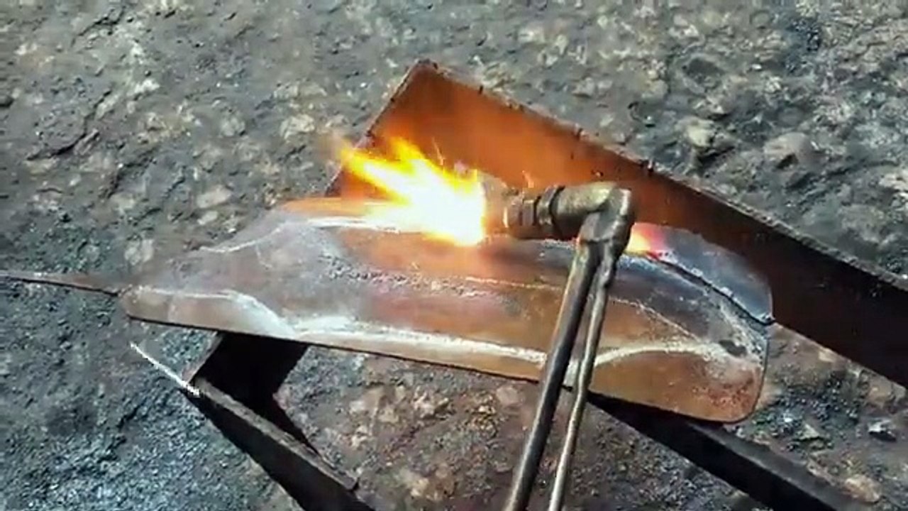 Restoration very old handmade knife _ Restore antique butcher knife(360P)