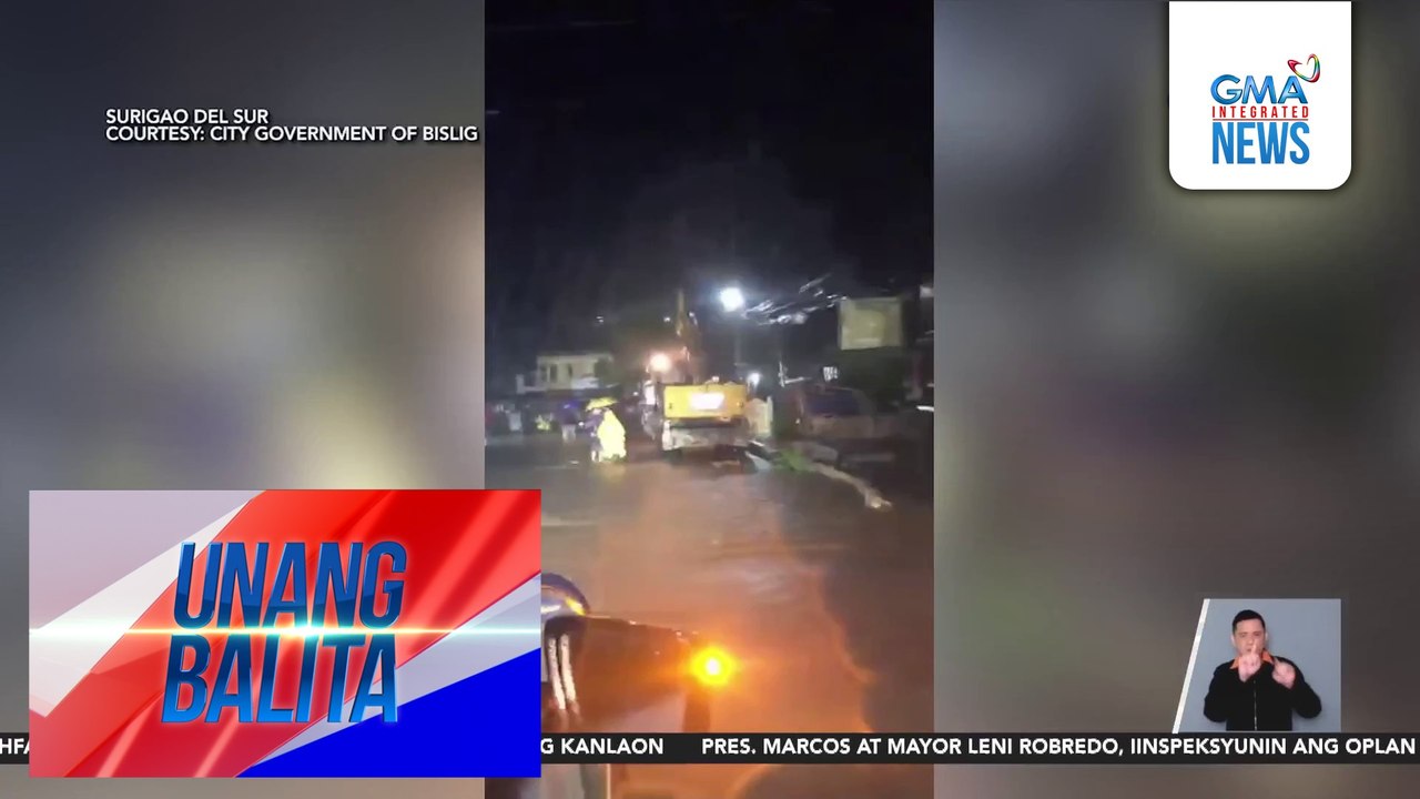 Ilang lugar sa Bislig City, binaha dahil sa lang dulot ng shear line; mga na-trap sa baha, iniligtas | Unang Balita
