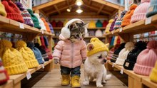 AI Cat Popotan and his beloved Chihuahua go shopping for winter clothes