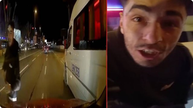 Beşiktaş’ta minibüs şoförü tartıştığı sürücünün aracının önünü kesti