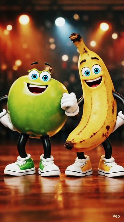 Green Apple 🍏 & Banana  Crazy Dance Battle 💃🕺 | Realistic Funny Fruit Dance 4K #Shorts