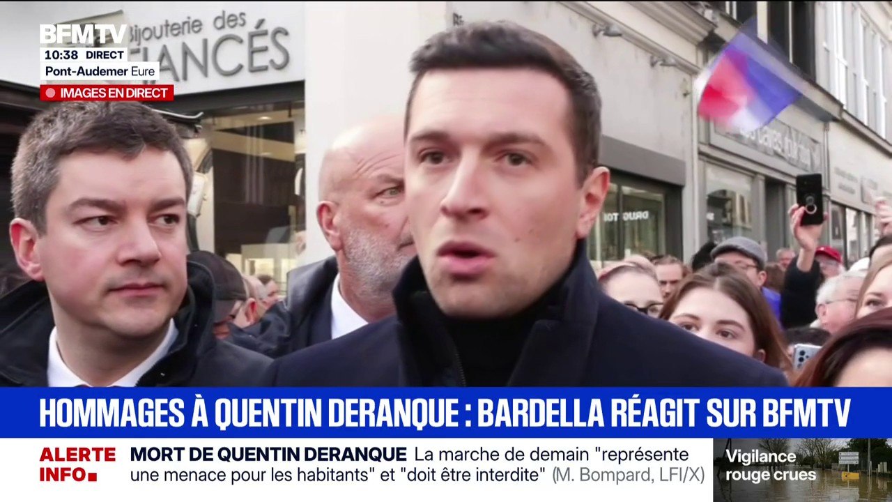 "Je suis responsable de la sécurité des élus": Jordan Bardella justifie son appel aux membres du RN à ne pas se rendre aux hommages à Quentin