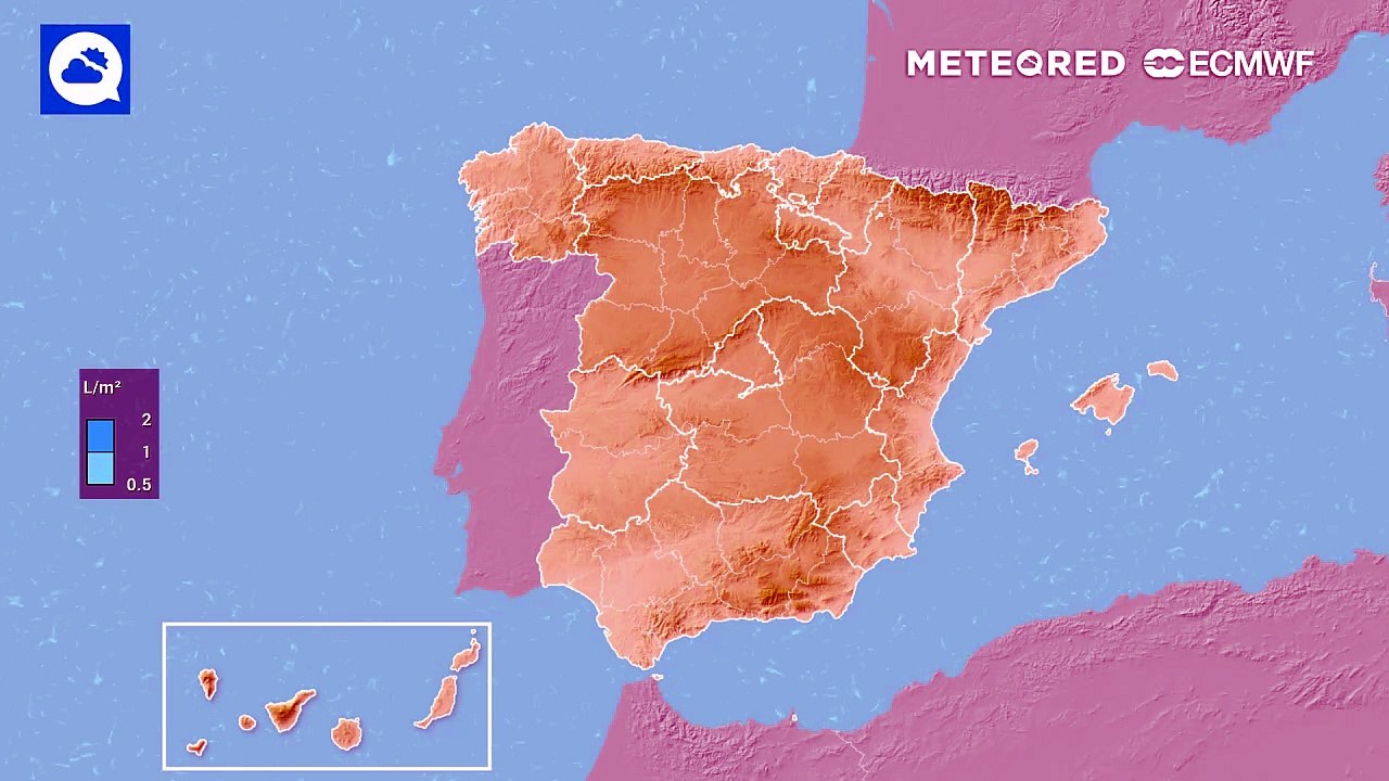 Precipitación acumulada prevista por el modelo europeo para los próximos días.