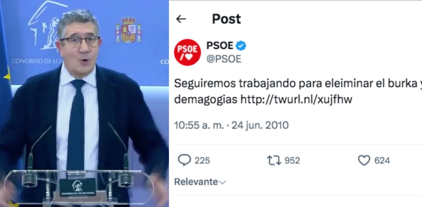 ¡Memoria de pez! Patxi López apoya la defensa del burka cuando el propio PSOE abogó por su erradicación