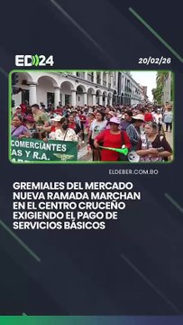 Gremiales del mercado Nueva Ramada marchan en el centro cruceño exigiendo el pago de servicios básicos