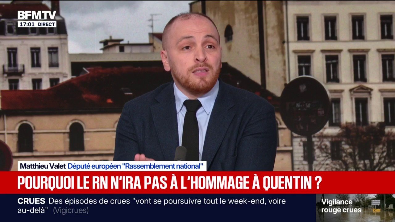 Matthieu Valet (RN), explique pourquoi son parti ne participera pas à la marche en hommage à Quentin Deranque