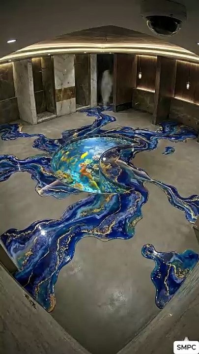 look at THIS floor. 😍 BLUE GEMSTONE + FISH! 🐟#sodalite #royalblue #gemstonefloor #aquariumfloor #luxury #viral #shorts #fyp #trending #global