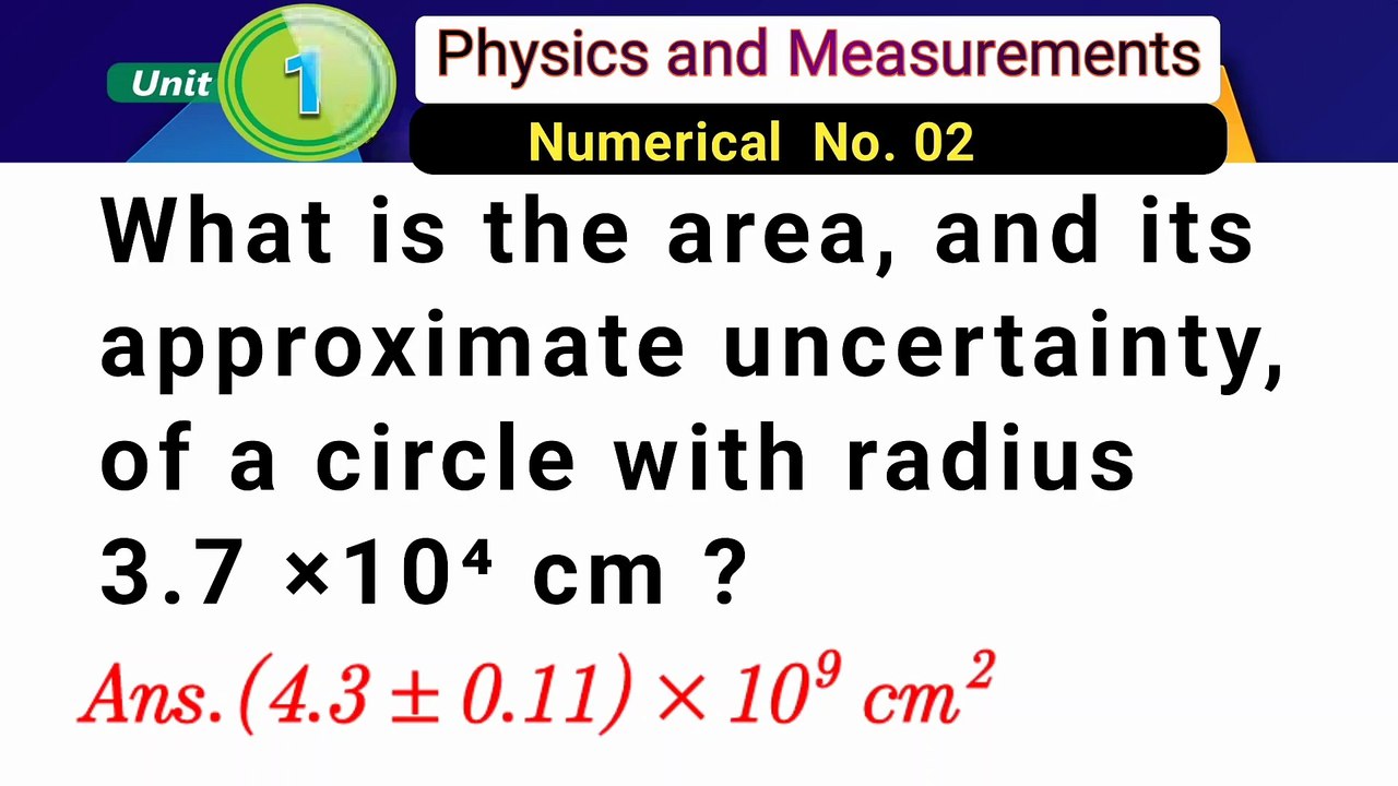 What is the area and its approximate uncertainty of a circle with radius 3.7 ×10^4 cm
