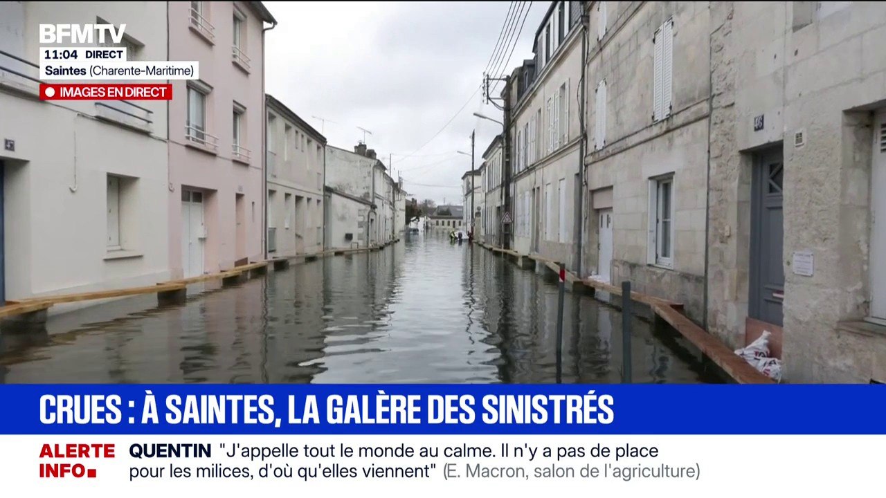 Inondations: "Le temps est long, je ne surveille même plus vigicrues, je fais au fur et à mesure", assure cet habitant de Saintes, en Charente-Maritime