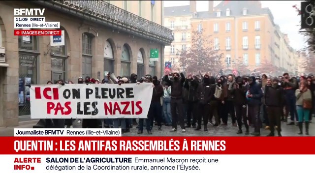 Mort de Quentin Deranque: une contre-manifestation antifasciste en cours à Rennes